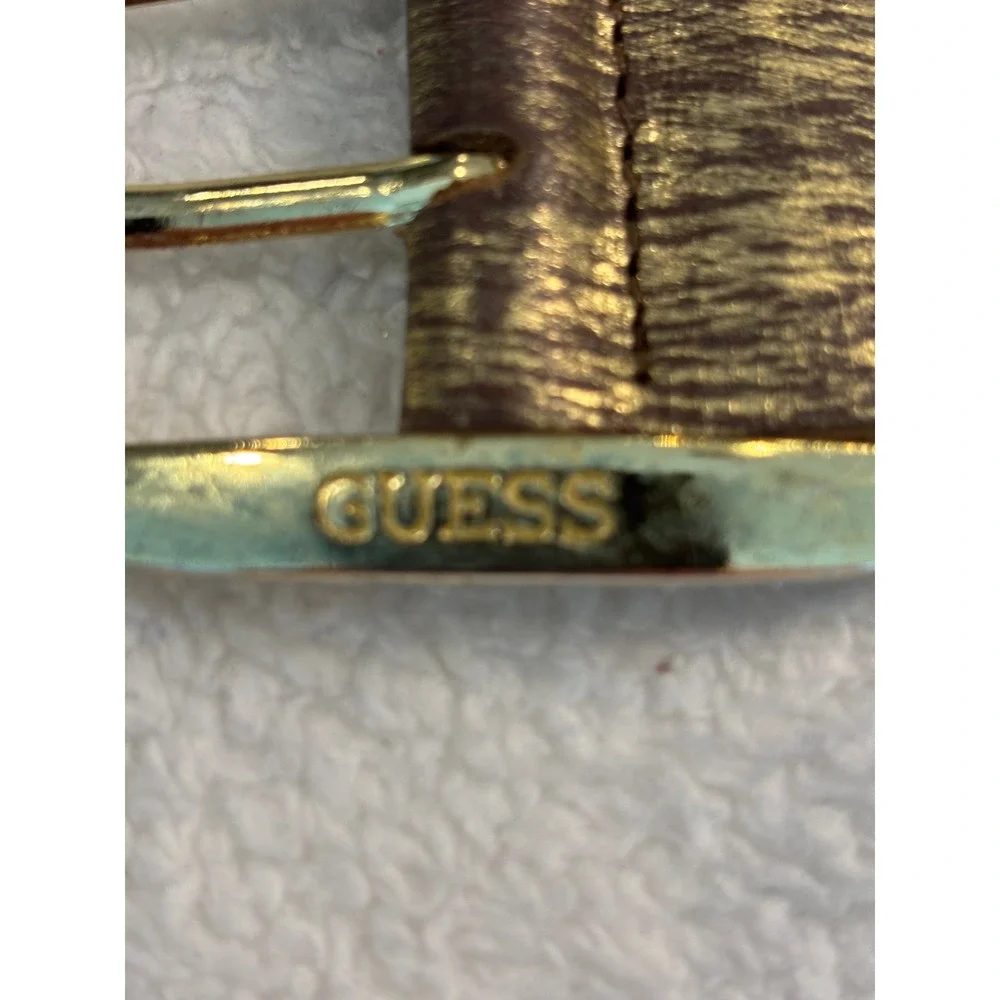 Guess‎ Vintage Braided Leather Belt Metallic Bronze Gold Woven Wide XL 910017